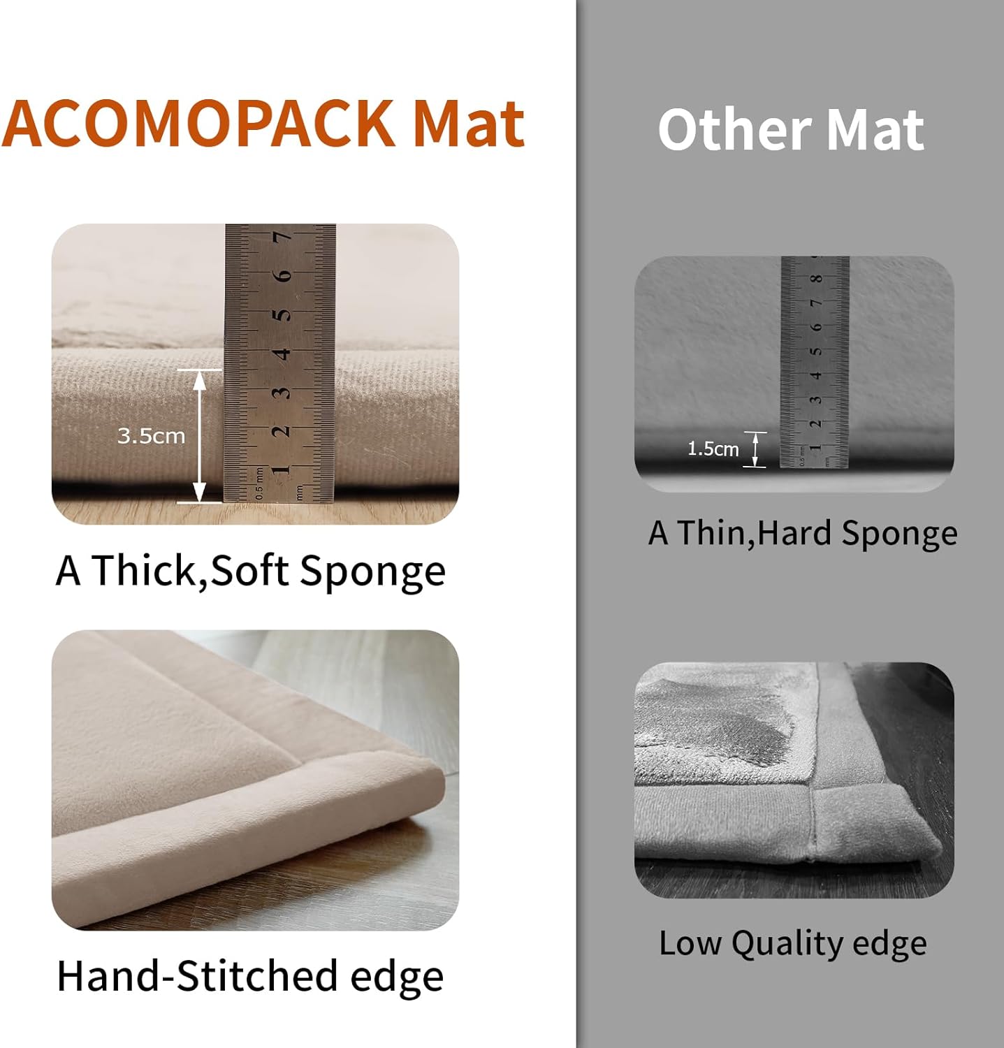 ACOMOPACK Baby Play Mat for Floor,1.3" Thick Memory Foam Area Rug for Living Room,Soft Velvet Crawling with Non-Slip Bottom for Kid,Toddler,79"×157" Tummy Time Nursery Rugs,Yoga（Beige）