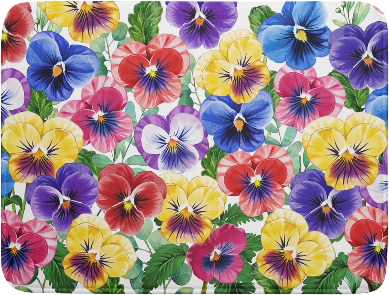 Spring Dish Drying Mat for Kitchen Counter Pansy Floral Absorbent Reversible Microfiber Kitchen Countertop Protector Dishes Pad Large 18x24 inch