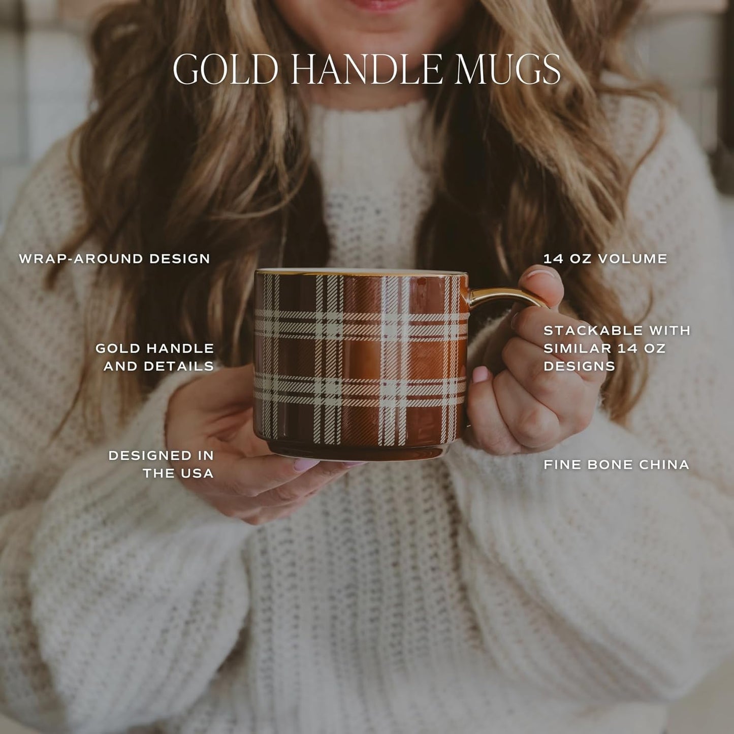 Sweet Water Decor Mrs Mug, 14oz Fine Bone China Coffee Cup with Gold Handle and Grey Delft Pattern, Bridal Shower Gift for Wedding Bride, Engagement & Newlyweds