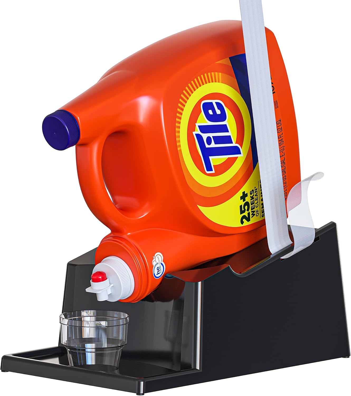 TidyFriend 2 Pack Liquid Laundry Detergent Holder Stand with Drip Tray & Rubber-Grip Feet, Stand for Laundry Room Organization and Storage, Fabric Softener Dispenser with Cup Holder (Black)