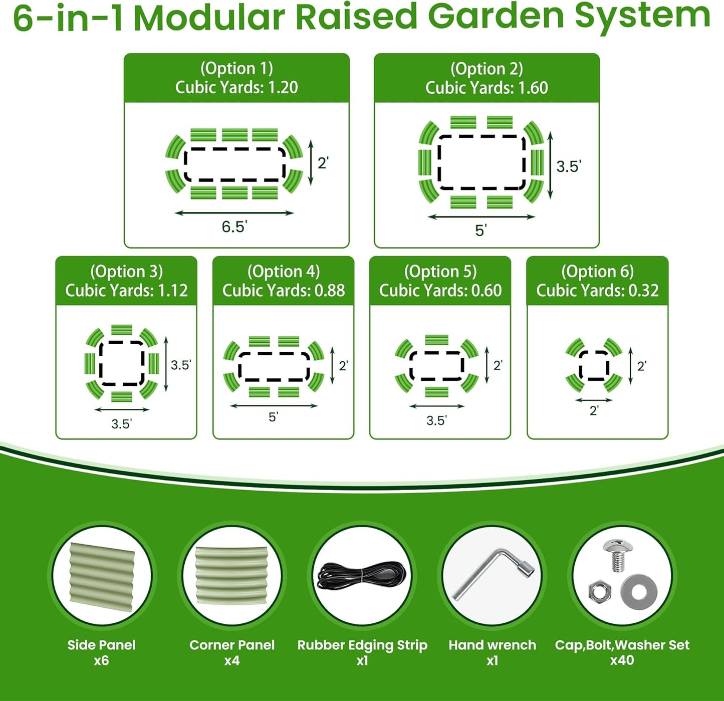 6.5X2X1.4 FT Raised Garden Bed for Outdoors - Galvanized Planter Raised Beds, Metal Planter Box for Vegetables,Flowers, Herbs, and Succulents(Light Green)