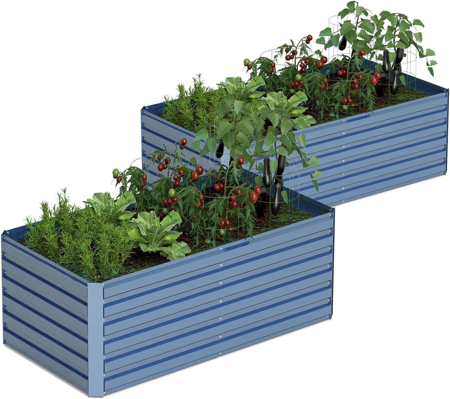 6x3x2 ft Raised Garden Bed, Large Metal Planter Raised Beds, Planters for Outdoor Plants for Vegetables, Flowers, Herbs, Fruits, and Succulents.(2 Pcs, Blue)