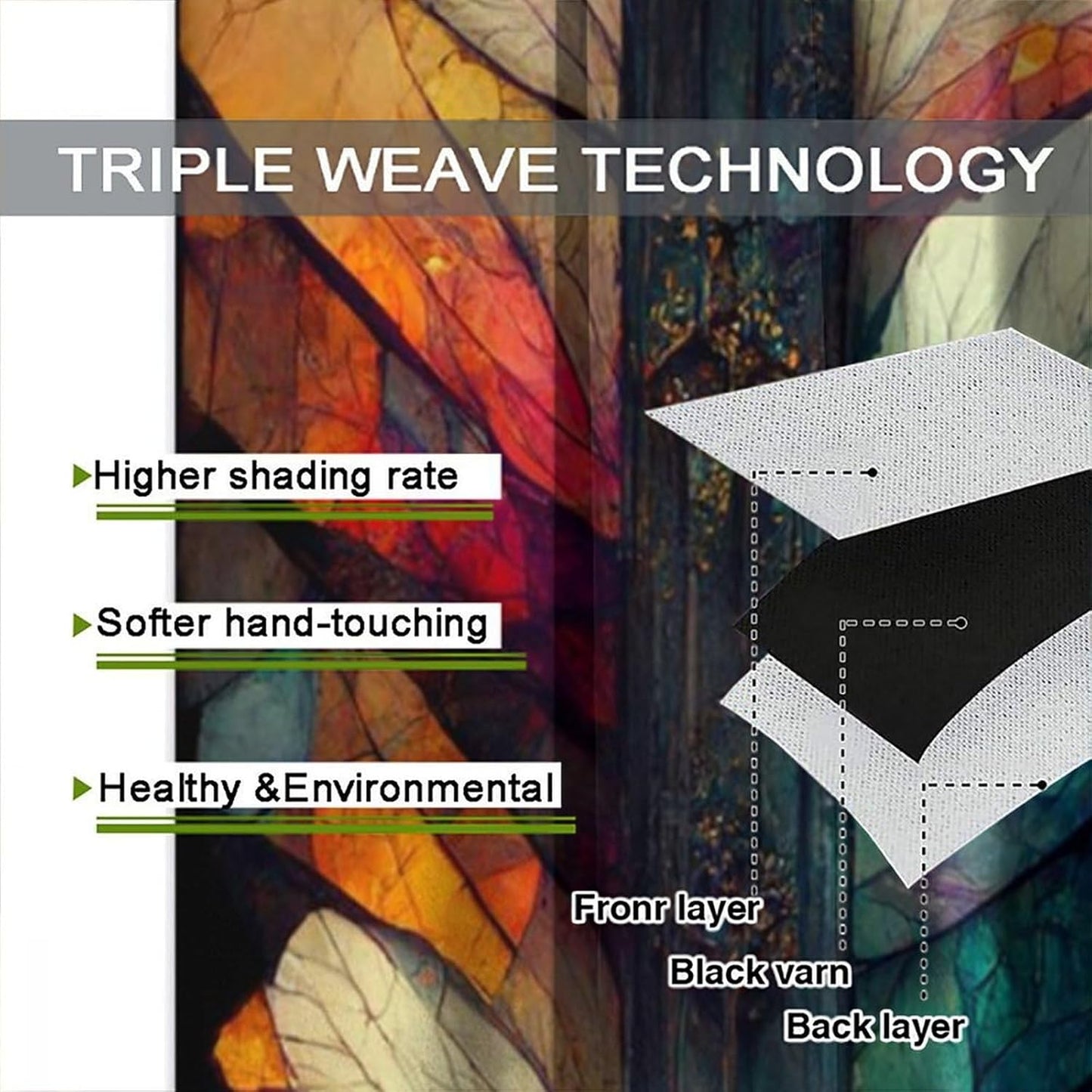 Stained Glass Curtains,Vintage Magical Colorful Abstract Art Home Decor Drapes for Bedroom Living Room Kitchen Window Treatment 2 Panels Set Total Size 72" W X 63" L Inch