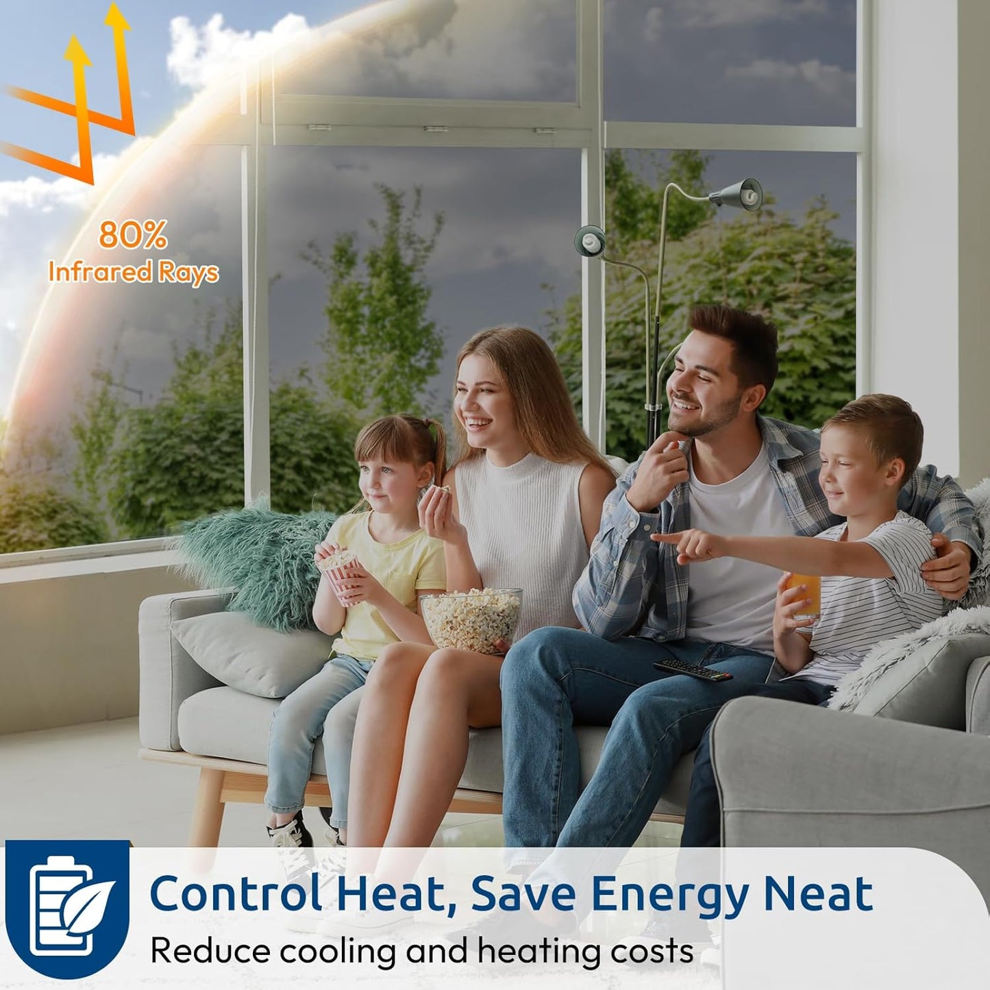 rabbitgoo Window Privacy Film One Way Window Tint for Home, Removable Reflective Heat Sun Blocking Anti UV Glass Door Covering, Mirror Tinting Film House Office, 29.5 in X 6.5 Feet, Silver