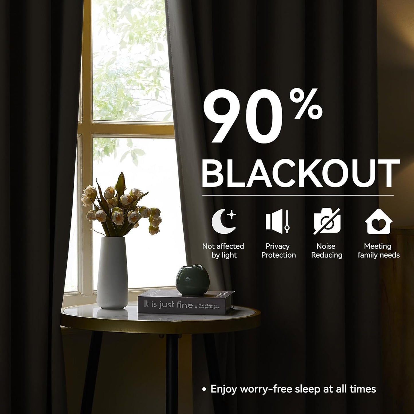 KangBang Neutral Gray Blackout Curtains for Bedroom 2 Panels, Light Blocking Pinch Pleat Vertical Drapes with Hooks for Flat/Apartment Office, Solid Privacy Elegant Modern Decor,40x84 Inch