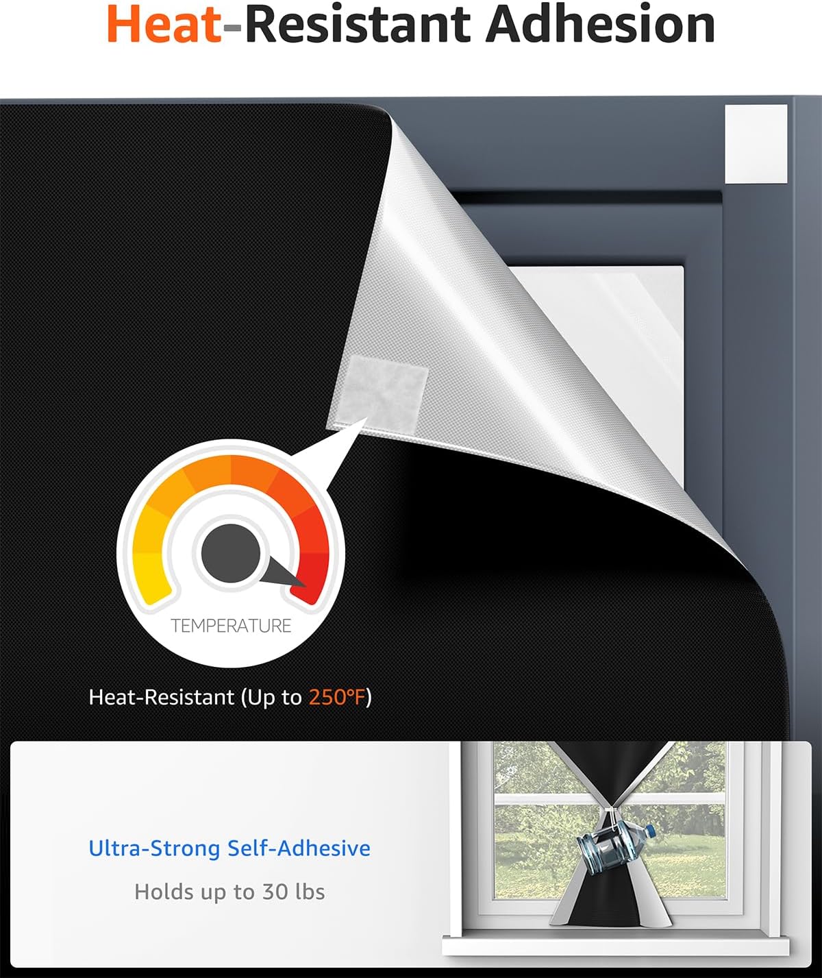 Sumobaby Blackout Curtains for Bedroom Portable 108”x59”Black Out Window Cover with Heat-Resistant Hook&Loop Tape,100%Blackout Shades,NoDrill Blinds for Windows DIY Cut Fit for Nursery&Dorm Room,Black