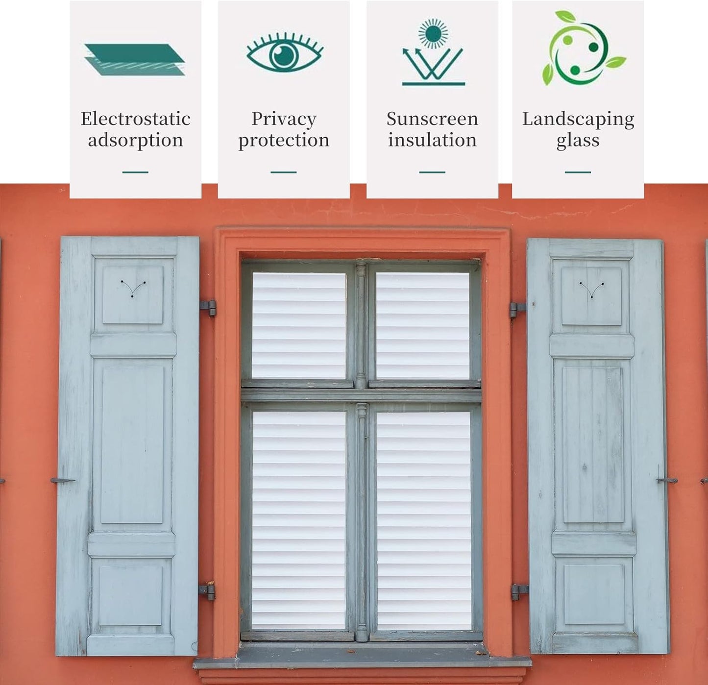 Window Privacy Film with Installation Tools, Blinds Pattern, Static Cling, Anti UV, Heat Control, Ideal for Home Shower Office Glass Door (Blinds Pattern, 17.5X118.1Inch)