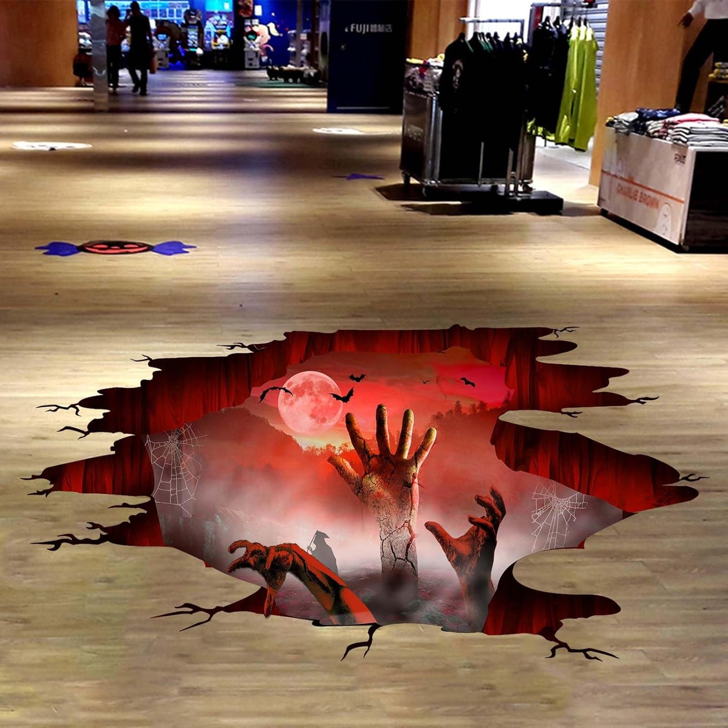 Halloween Wall Stickers Bat Ghost Scary Decor Large Removable Floor Room Decals Decoration Window Clings Party Supplies for Windows Glass Home Ornaments