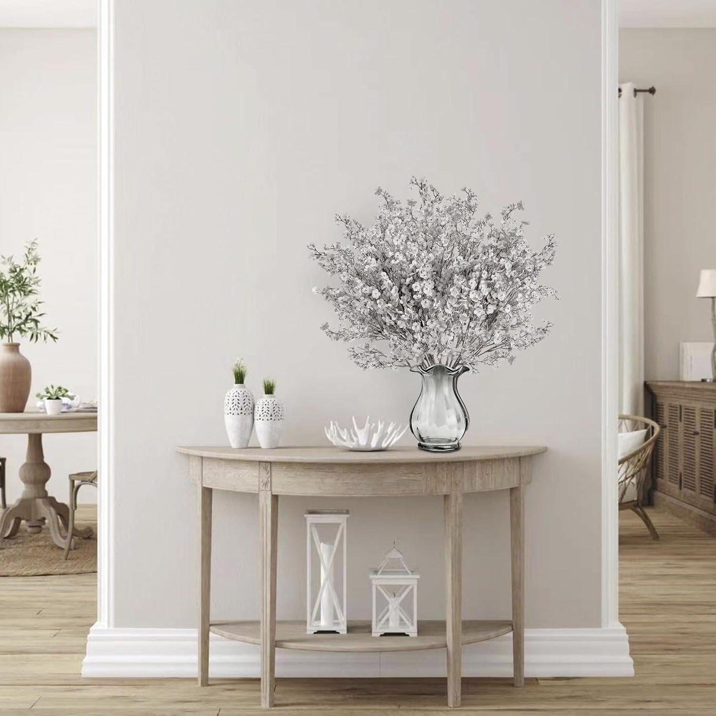 Sggvecsy 15 Pcs Babys Breath Artificial Flowers Gypsophila Bouquets Bulk Real Touch Fake Silk Flowers for Home DIY Floral Arrangement Table Centerpiece Fall Thanksgiving Autumn Decoration (Grey)