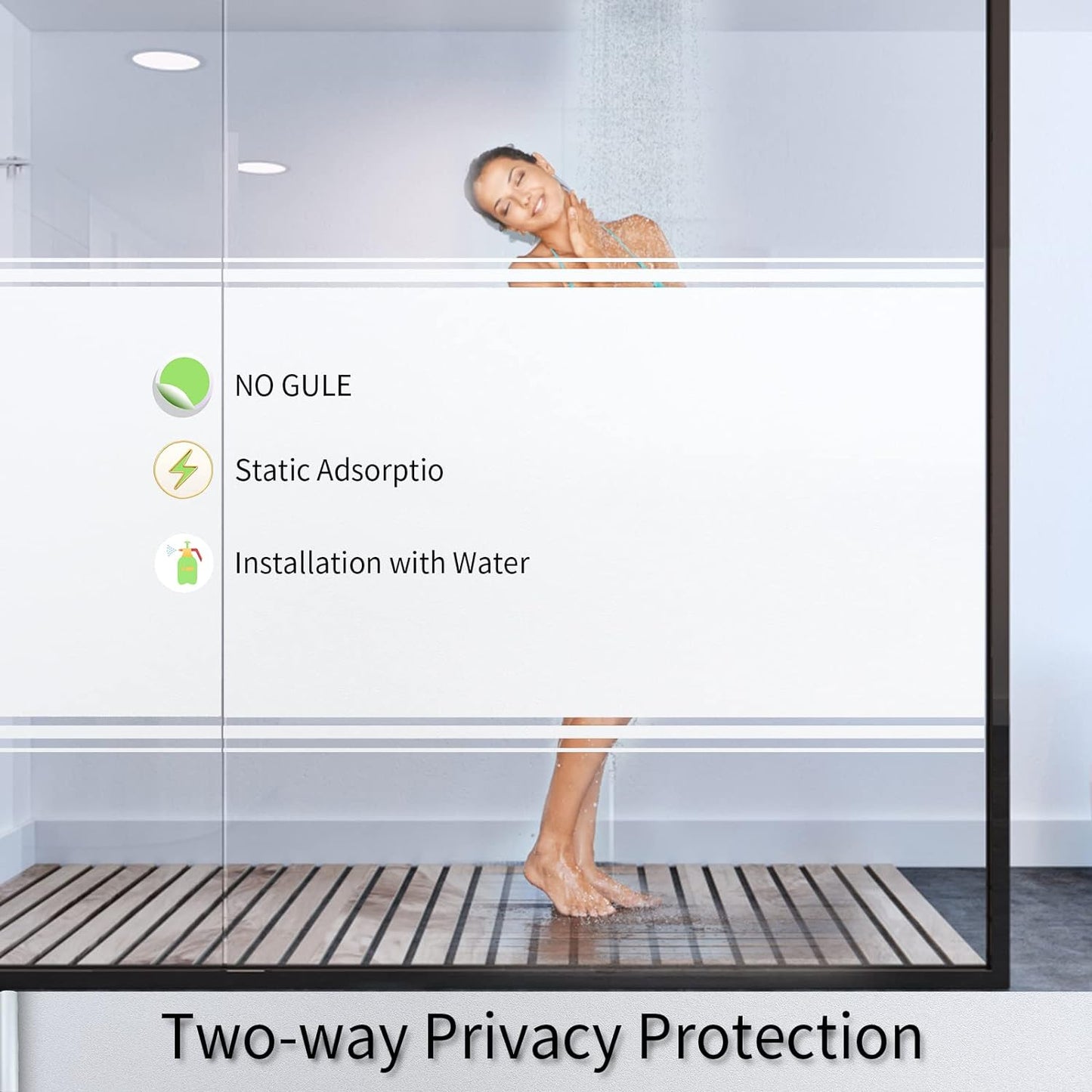 Frosted Glass Window Film with Tools,Reusable Window Privacy Film,Static Clings Window Film Kit for Home Bathroom and Office. (White, 45.2Inch×78.7Inch)