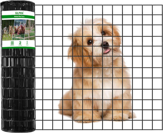 Wire Fence, 24 in(H) X 25 ft(L) PVC Coated Welded Wire Fencing 2" X 2" 16GA Garden Border Vinyl Metal Chicken Wire Fencing Mesh Roll for Yard Vegetable Plant Protection Poultry Netting Black