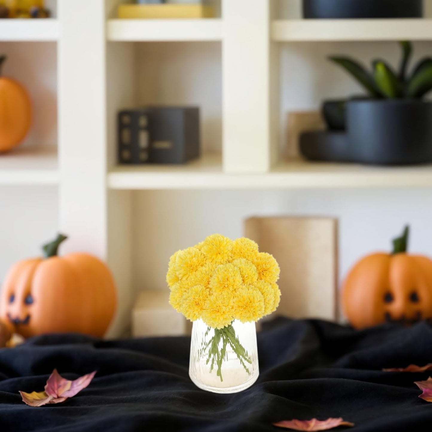 Kimura's Cabin 20Pcs Artificial Mums Flowers Fake Silk Chrysanthemum Balls Flower for Home Decor Easter Table Fall Bouquets Wedding Party DIY Decorations (Yellow)