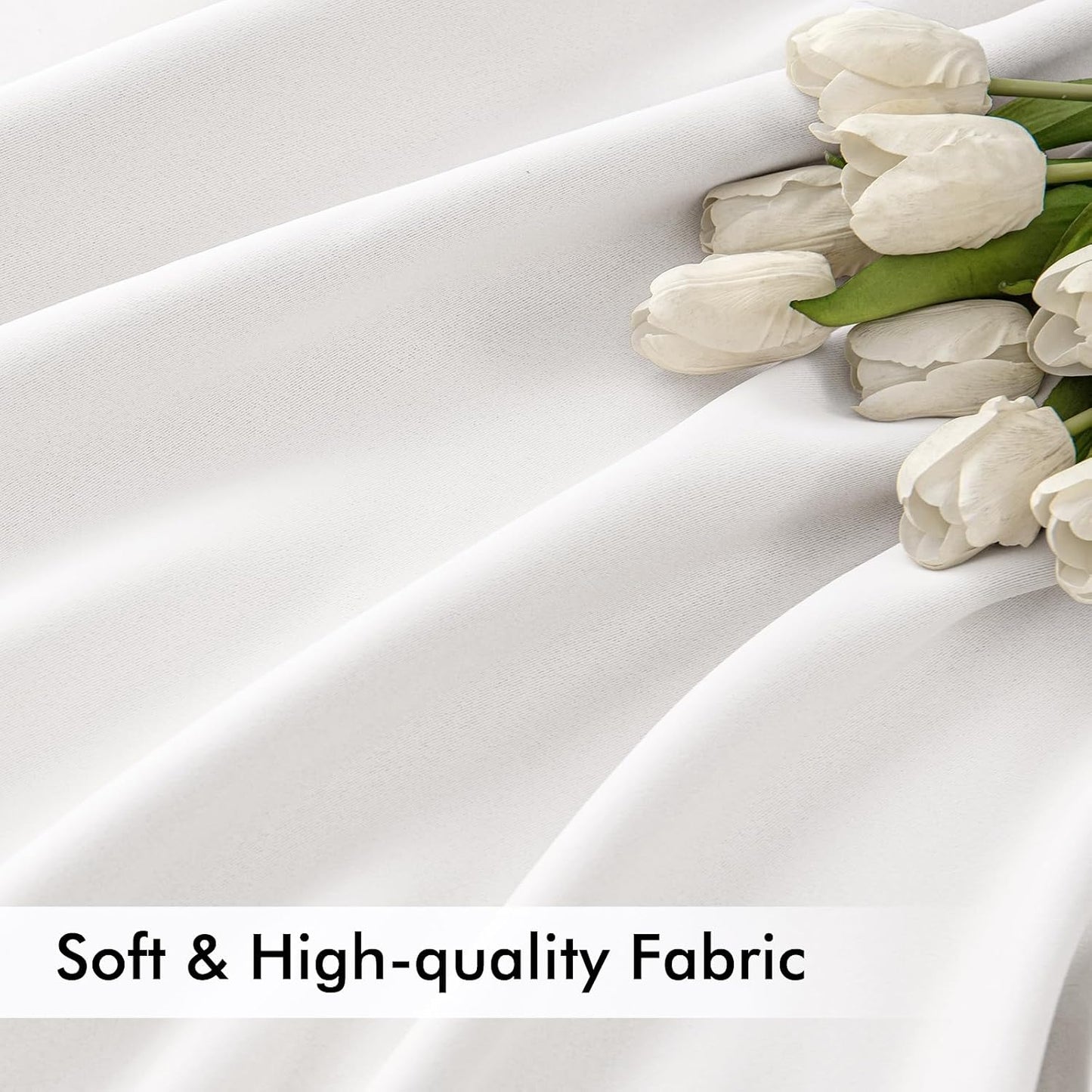 MIULEE Pure White Back Tab Light Blocking Curtains 63 Inch Length 2 Panels Set for Living Room Bedroom Privacy, Rod Pocket/Pinch Pleat Thermal Insulated Room Darkening Pleated Blackout Drapes