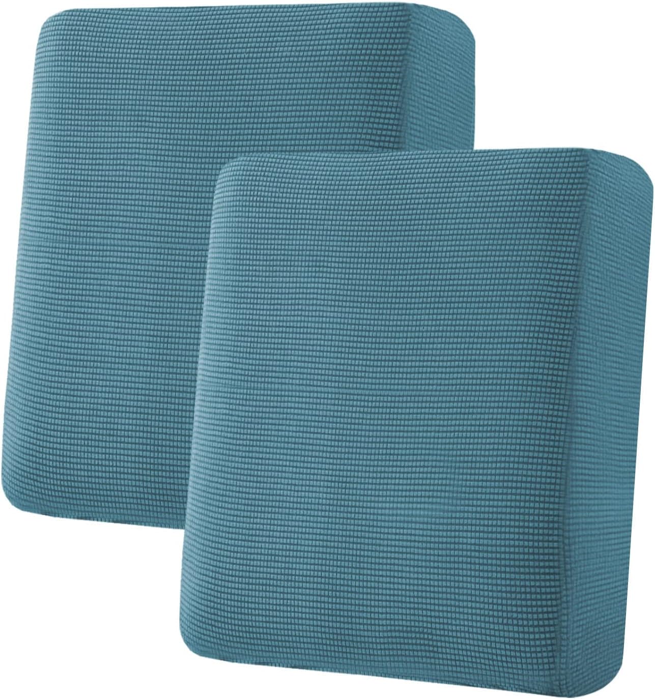 H.VERSAILTEX Super Stretch Individual Seat Cushion Covers Sofa Covers Couch Cushion Covers Slipcover Sets Thick Jacquard Textured Twill Fabric (2 Piece Medium Sofa Cushion Covers, Storm Blue)