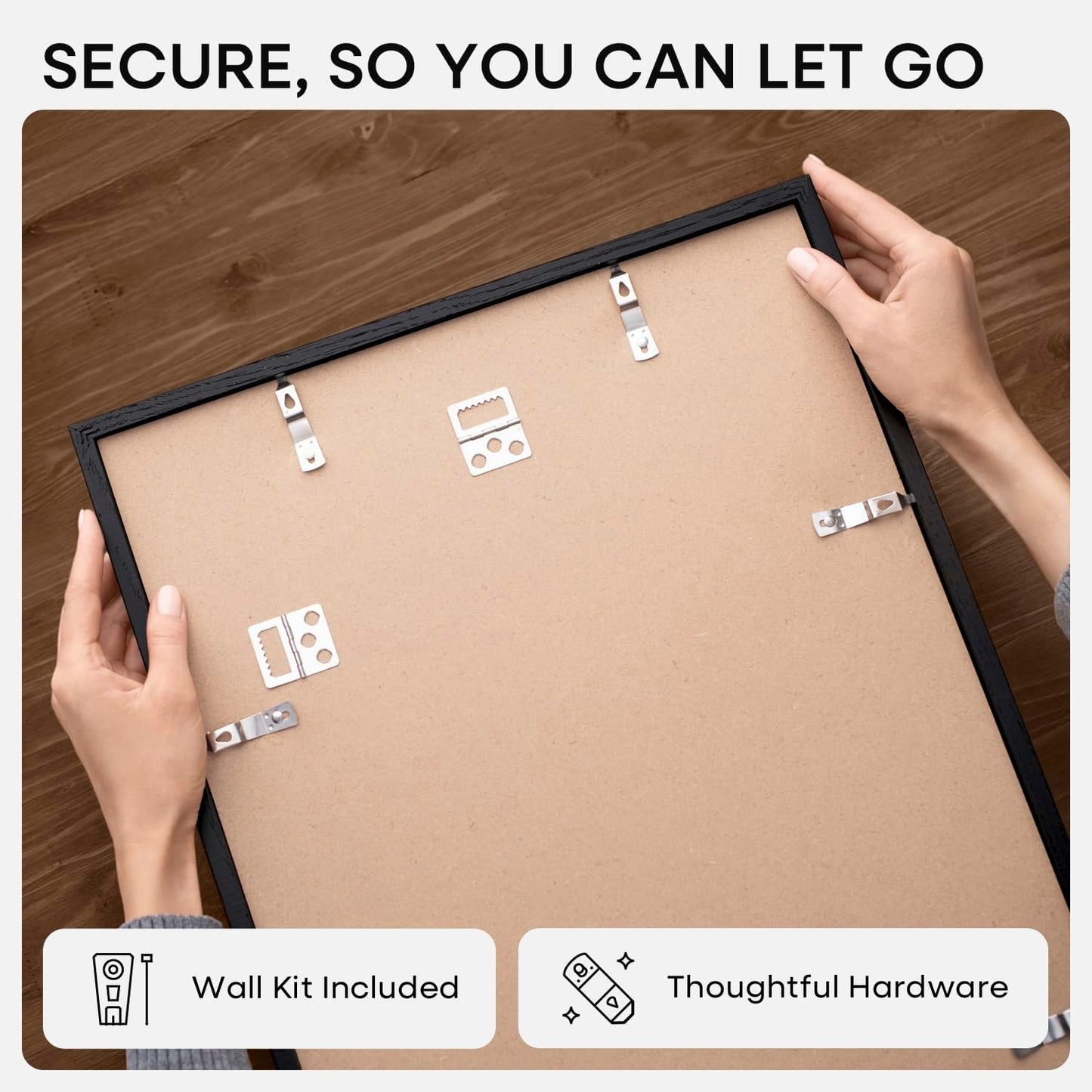 Homeforia A2 Black Wood Frame, High End Oak 16.5 x 23.4 Black Wooden Poster Frames Matted to 11.7 by 16.5 in Photo, A2 Size Wood Picture Frame with Mat A3 for Print, Tempered Glass, Wall Kit, Set of 1