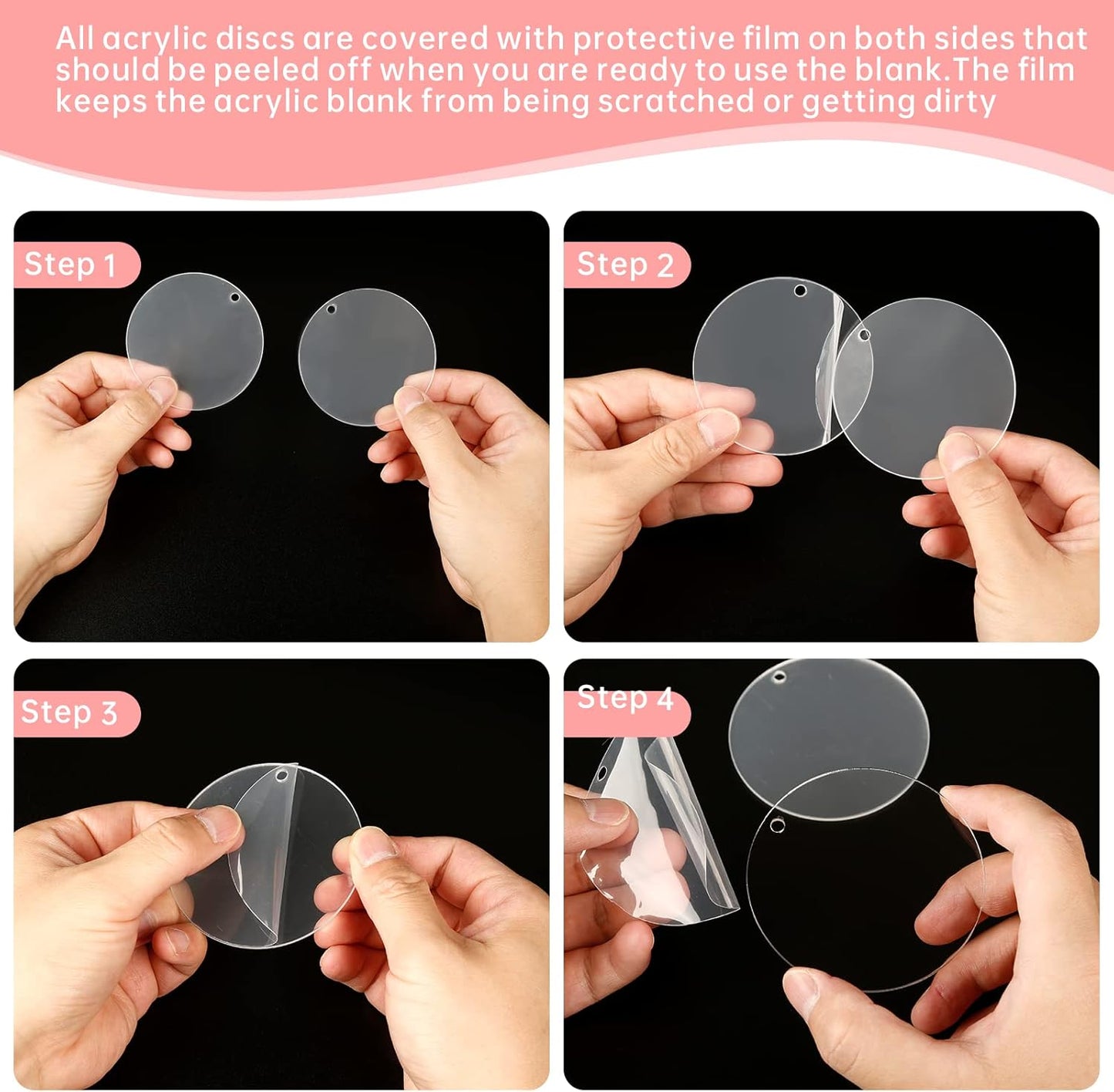 50 Pieces Clear Acrylic Circle with Hole 75x1.5 mm Transparent Acrylic Ornament Blanks 3" Blanks Round Sheets for Decorative Tags with Paintings