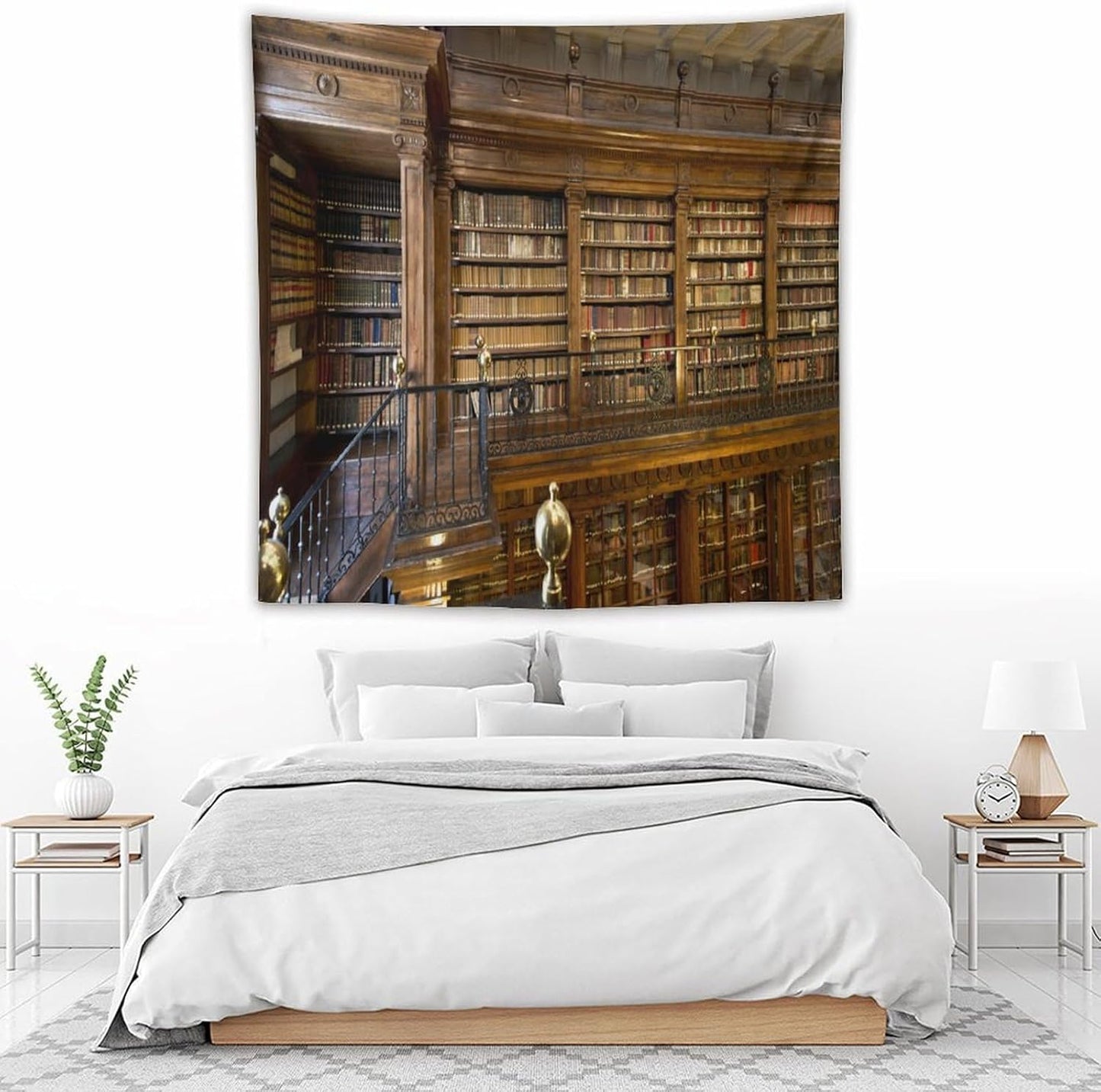 Kurtect Library Tapestry,Vintage Medieval Antique Bookshelf Bookcase Pattern Print Tapestries for Party Beach Picnic Blankets Tablecloths Living Room Wall Deocr, 60x60 in