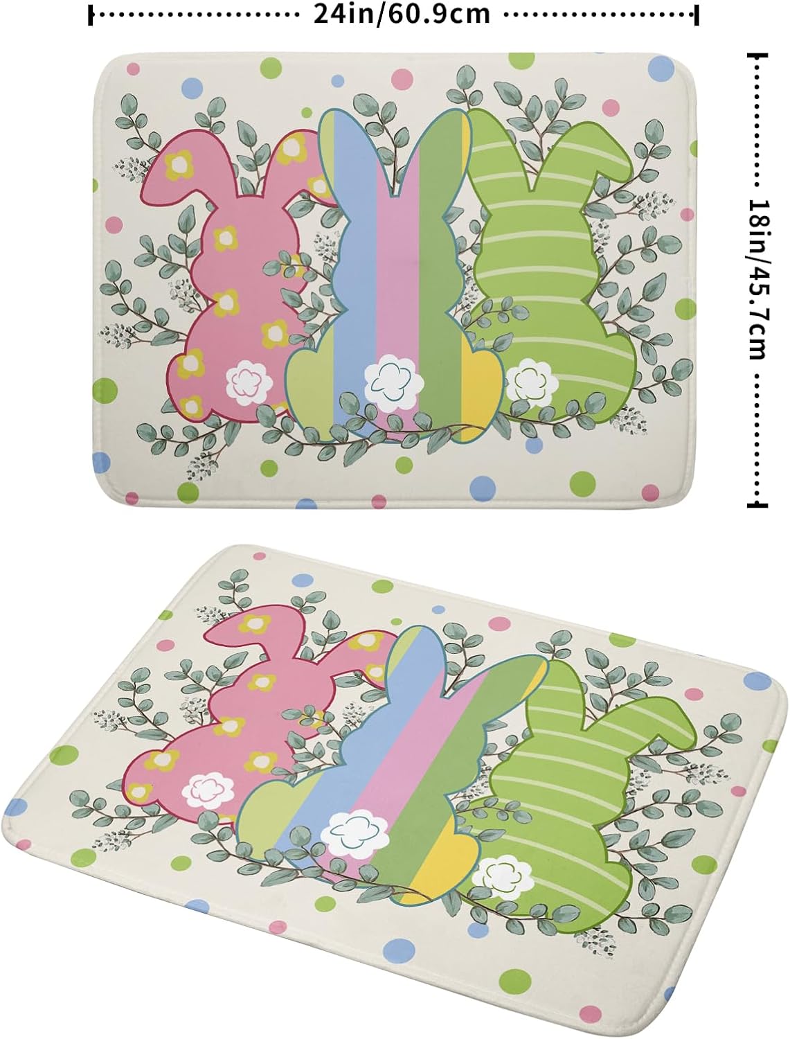 Easter Dish Drying Mat for Kitchen Counter Cute Bunny Rabbit Festival Holiday Seasonal Absorbent Reversible Microfiber Kitchen Countertop Protector Dishes Pad Large 18x24 inch