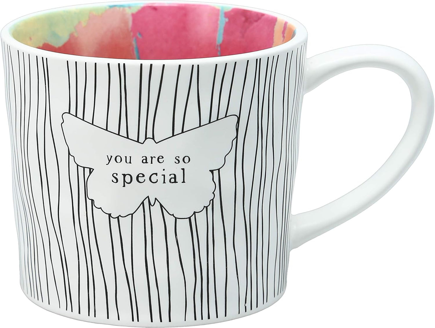 You Are So Special - 16 Oz Debossed Butterfly Rainbow Stripe Coffee Cup Mug