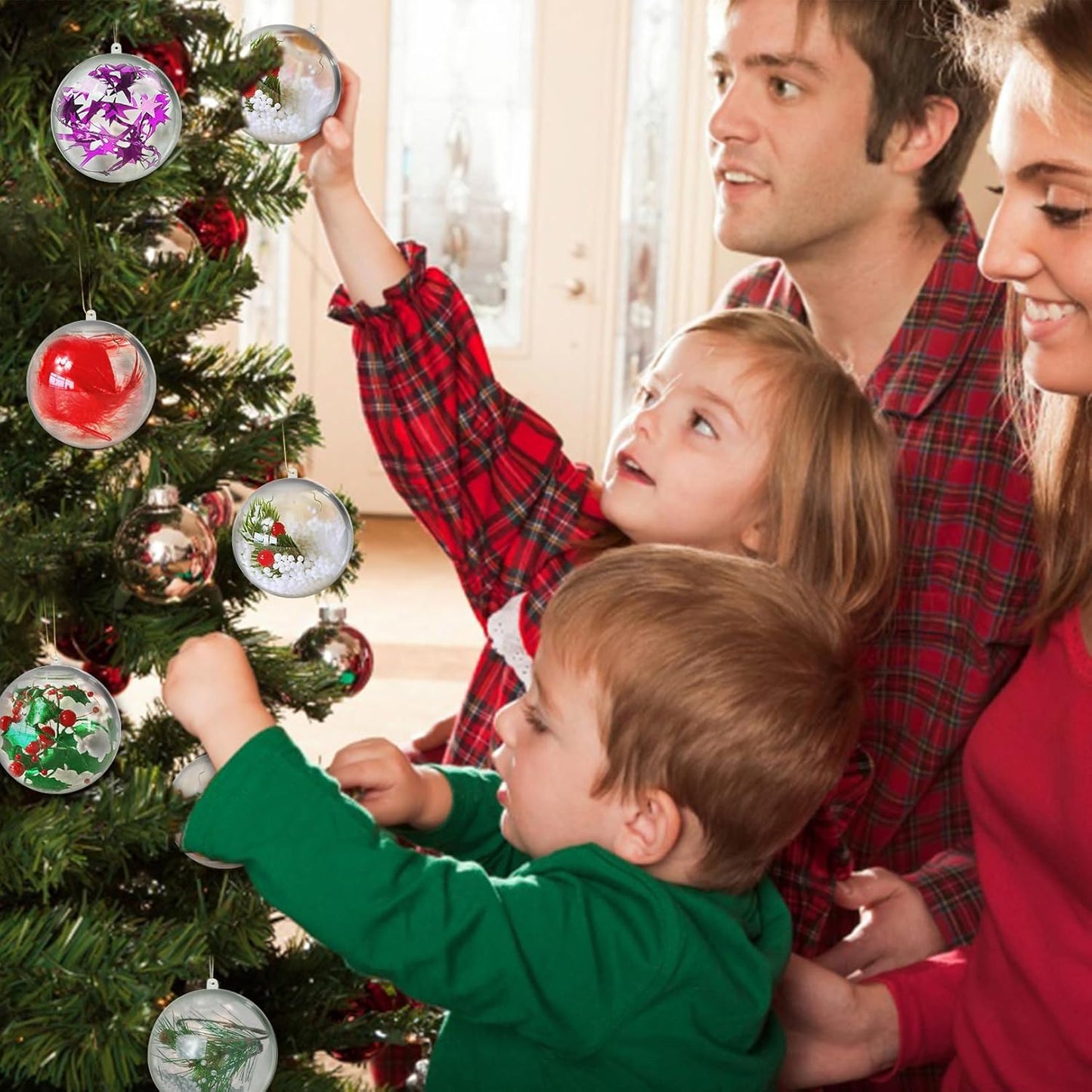 20PCS Christmas Ornaments,6CM Clear Plastic Ornaments Balls,Clear Christmas Ornament for Crafts,Acrylic Fillable Xmas Tree Ornament Balls for DIY,Wedding,Parclearty and Valentine's Day (M-6CM)