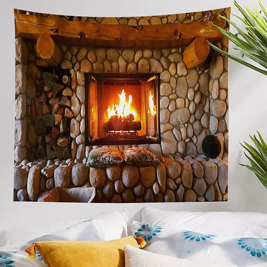 Kanora Vintage Bookshelf Tapestry Wall Hanging - Study Room Picture Art Retro Library Bohemian Hippie Tapestries Bedroom College Dorm Decor (Firplace, 59L51W)