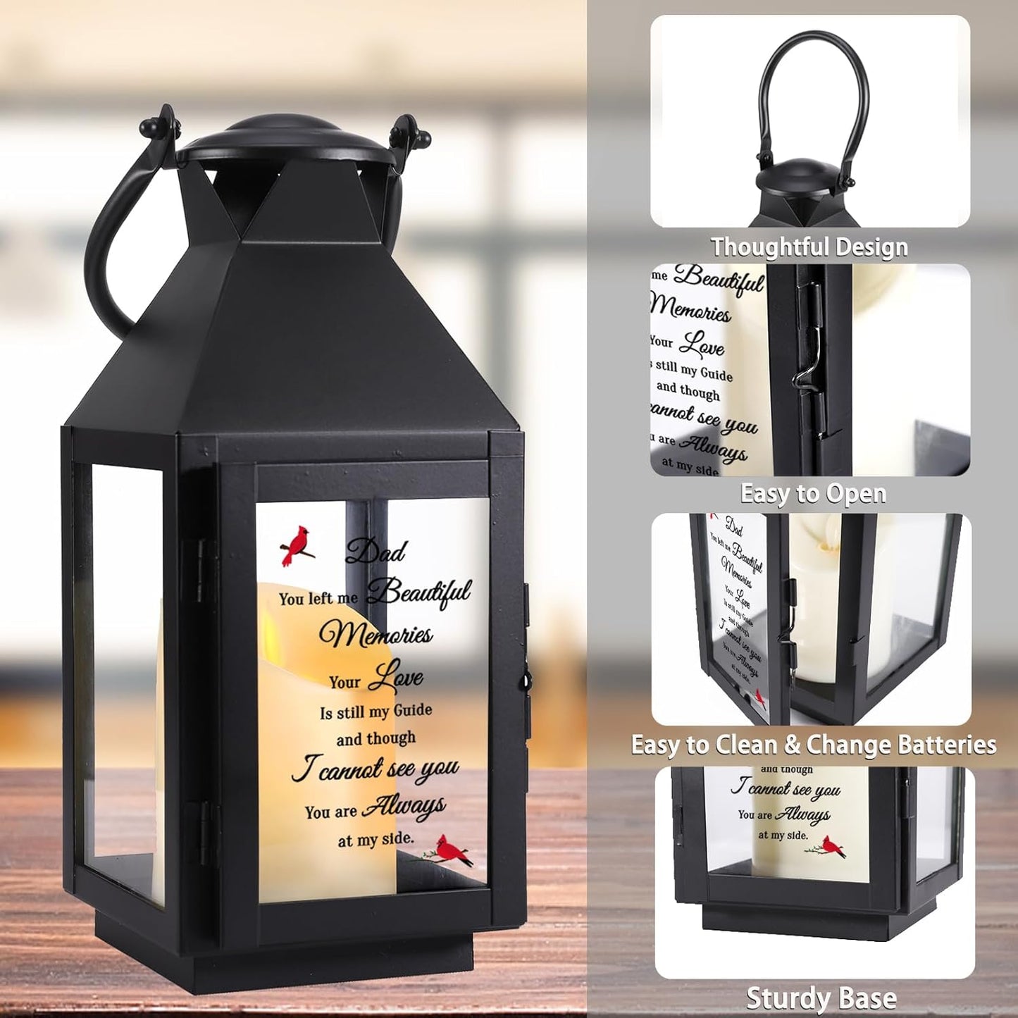 Memorial Lantern, Sympathy Gifts for Loss of Mom/Loved One, Bereavement Gifts, in Memory of Loved One Lantern,Celebration of Life, Memorial Gifts, Funeral Lantern,Dad You Left me Beautiful Memories