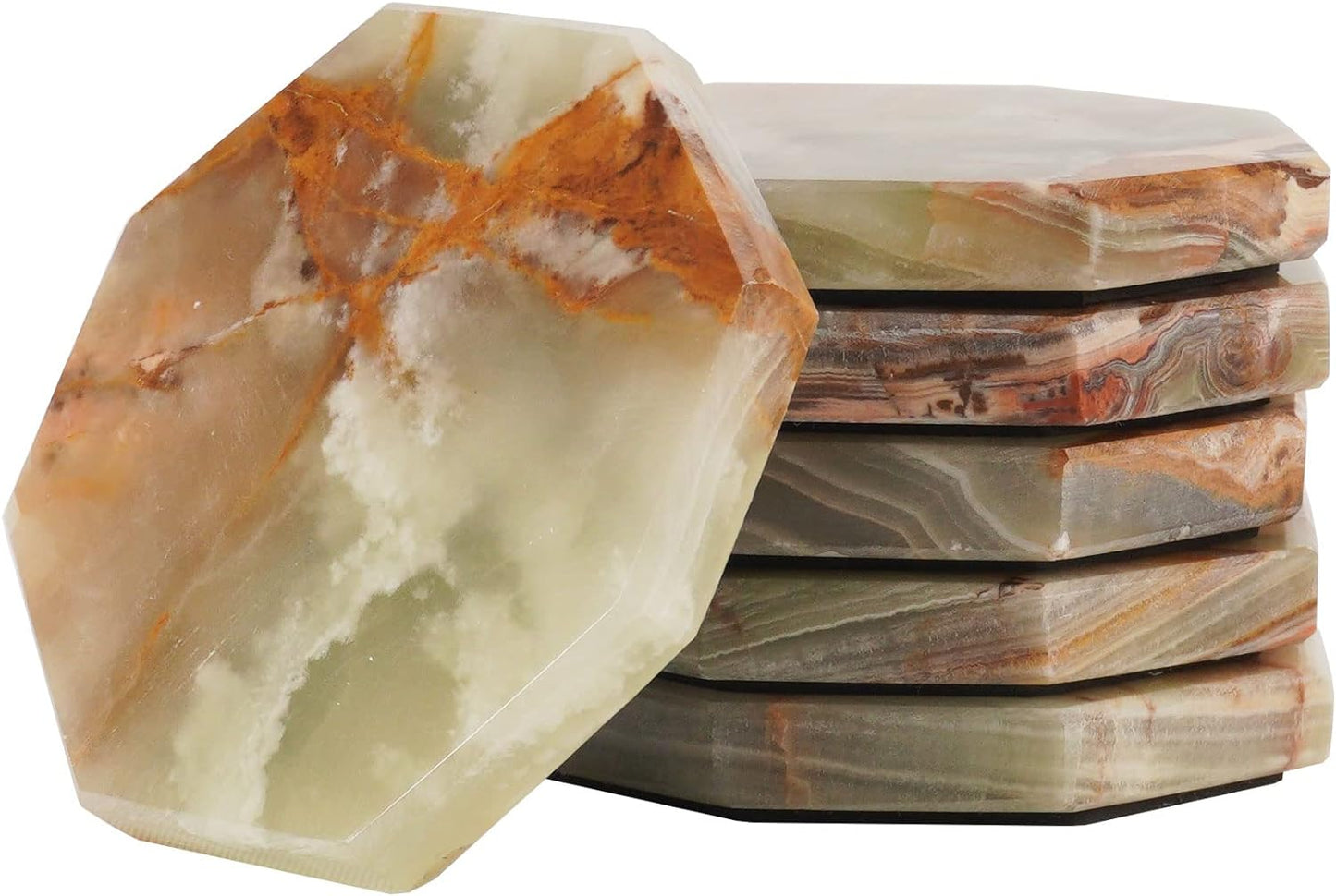 Radicaln Marble Coasters Star 3.5" Inches Green Onyx Handmade Marble Drink Coasters for Home and Kitchen, Drink Coaster Set of 6, Ideal Coaster for Drink