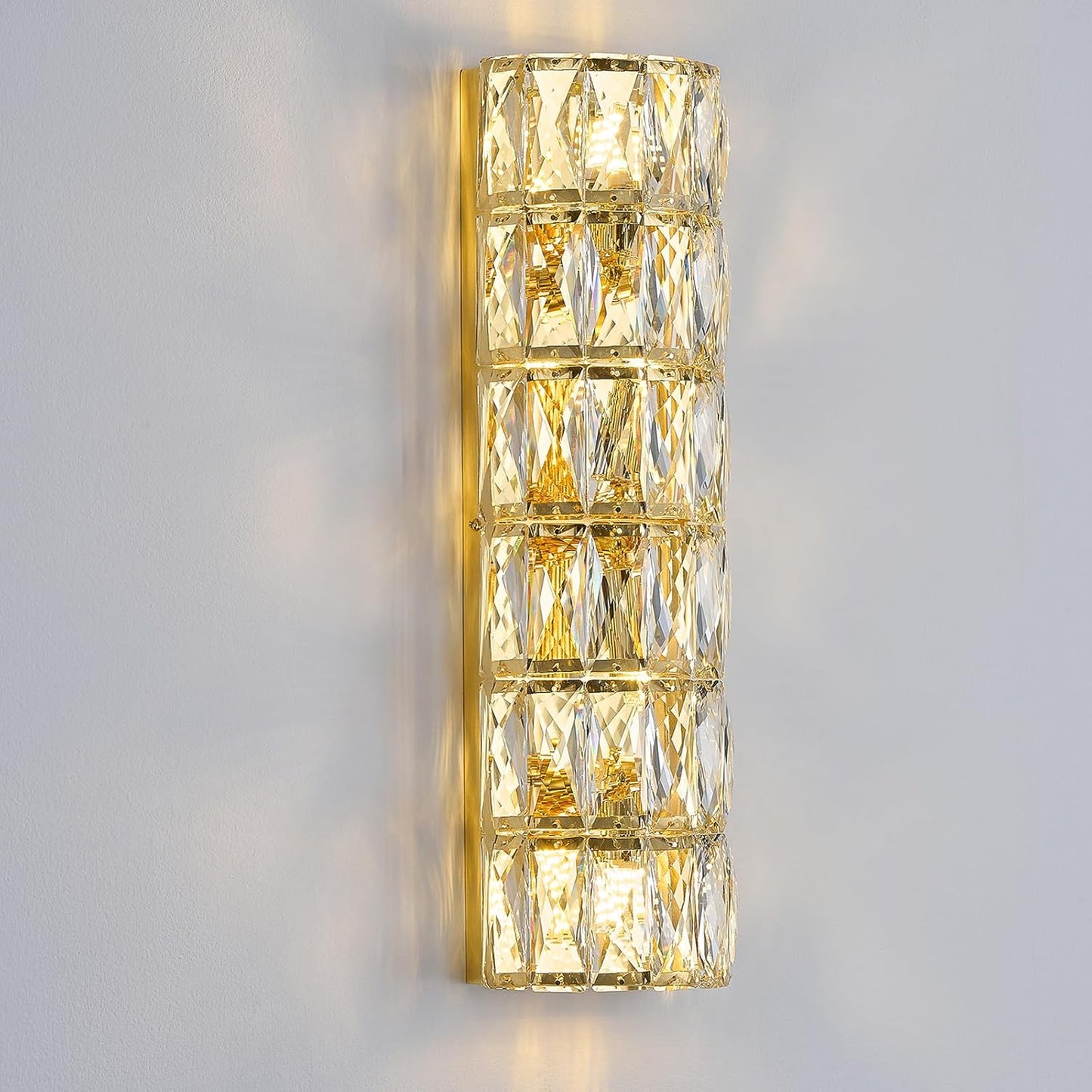 6 Layer Gold Crystal Wall Sconce, Modern Wall Lamp Light Fixture for Bathroom Vanity, Stairway, Kitchen, Living Room, Bedroom, Hallway