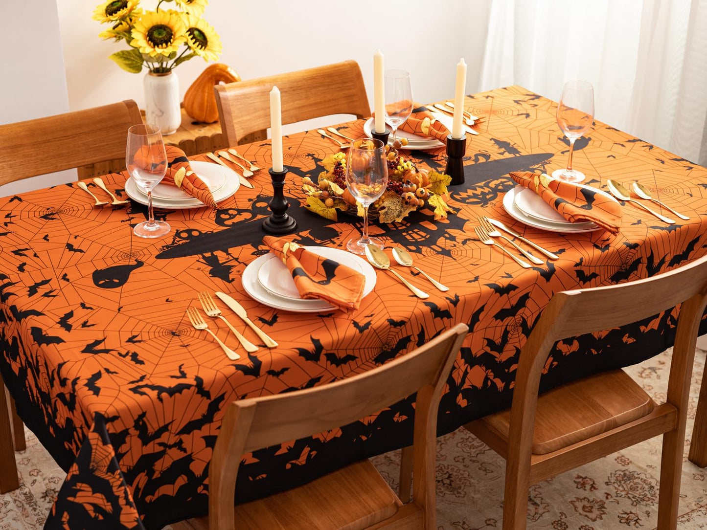 YiHomer Halloween Silhouettes Tabletop for Halloween Decorations, Dinner Parties and Scary Movie Nights, Horror Night, Tablecloth, 60 x 102 Rectangle
