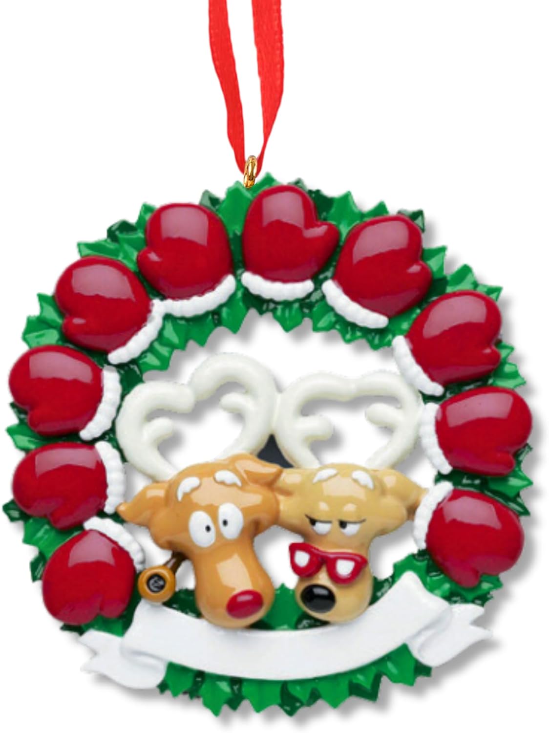 3D Couple Reindeer Family of 10 Ornament 2025 Personalized Family Christmas Ornaments 2025 | Holiday Mittens Personalized Tree Ornaments for Grandchildren, Siblings & Grandkids of Ten Ornament Wreath