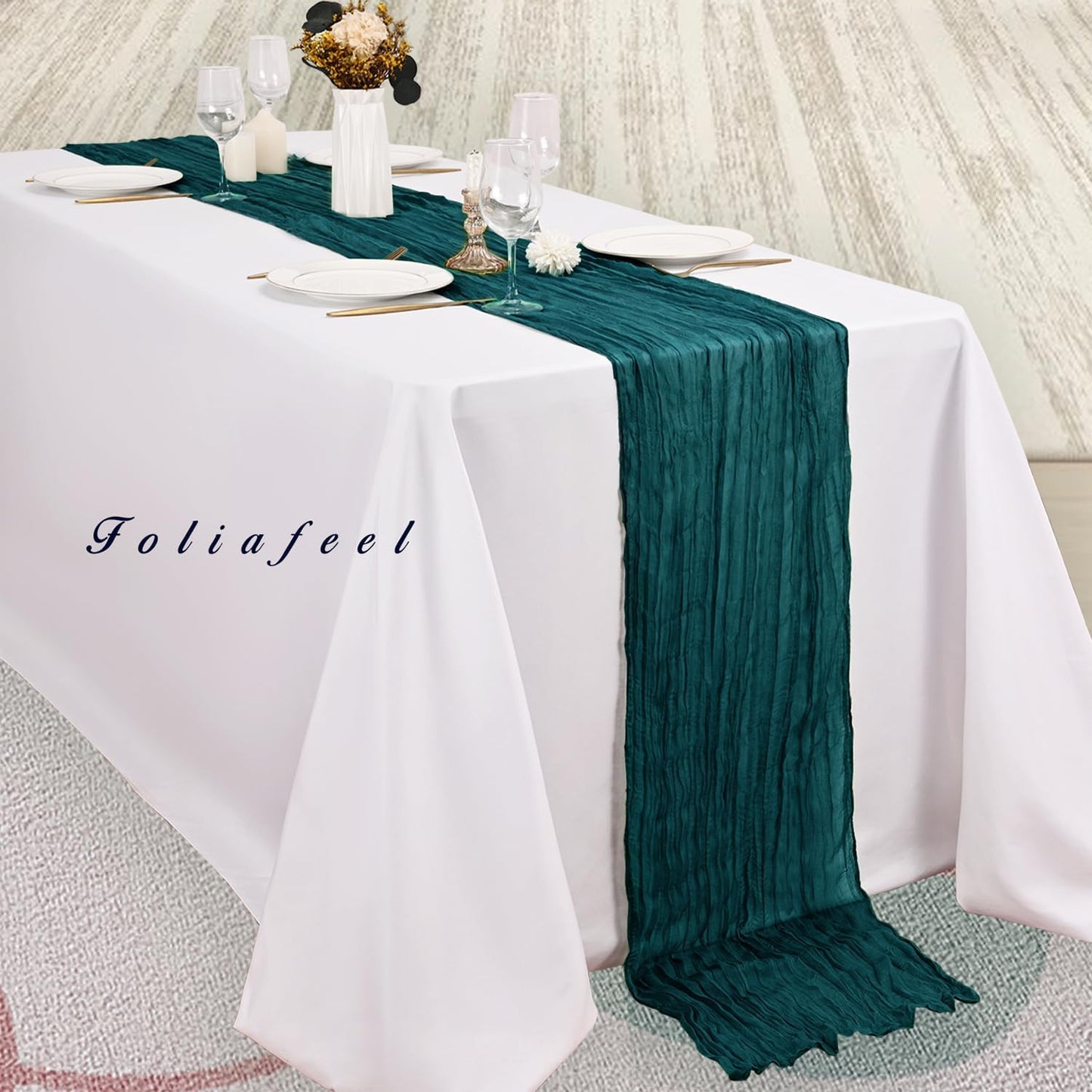 20 Pack Teal 10FT Cheesecloth Table Runner Rustic Gauze Cheese Cloth Table Runner for Wedding Bridal Baby Shower Table Decorations Boho Fabric Sheer Birthday Party Table Decor 20 x 120 Inch Long