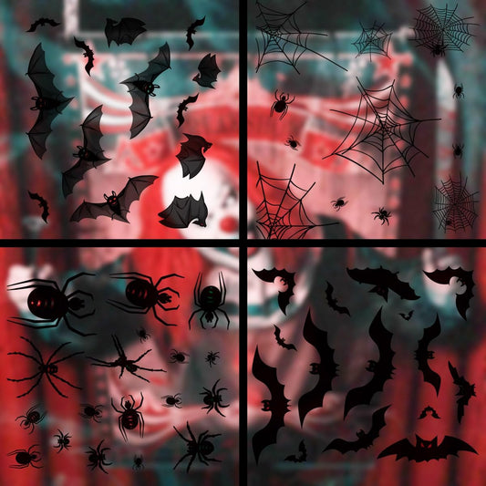 Bat Wall Decor, Spider Wall Decor Spider Net Decor Halloween Bats Decorations 3D Realistic PVC Bats Stickers for Outdoor DIY Home Decor Party Supplies 4pcs