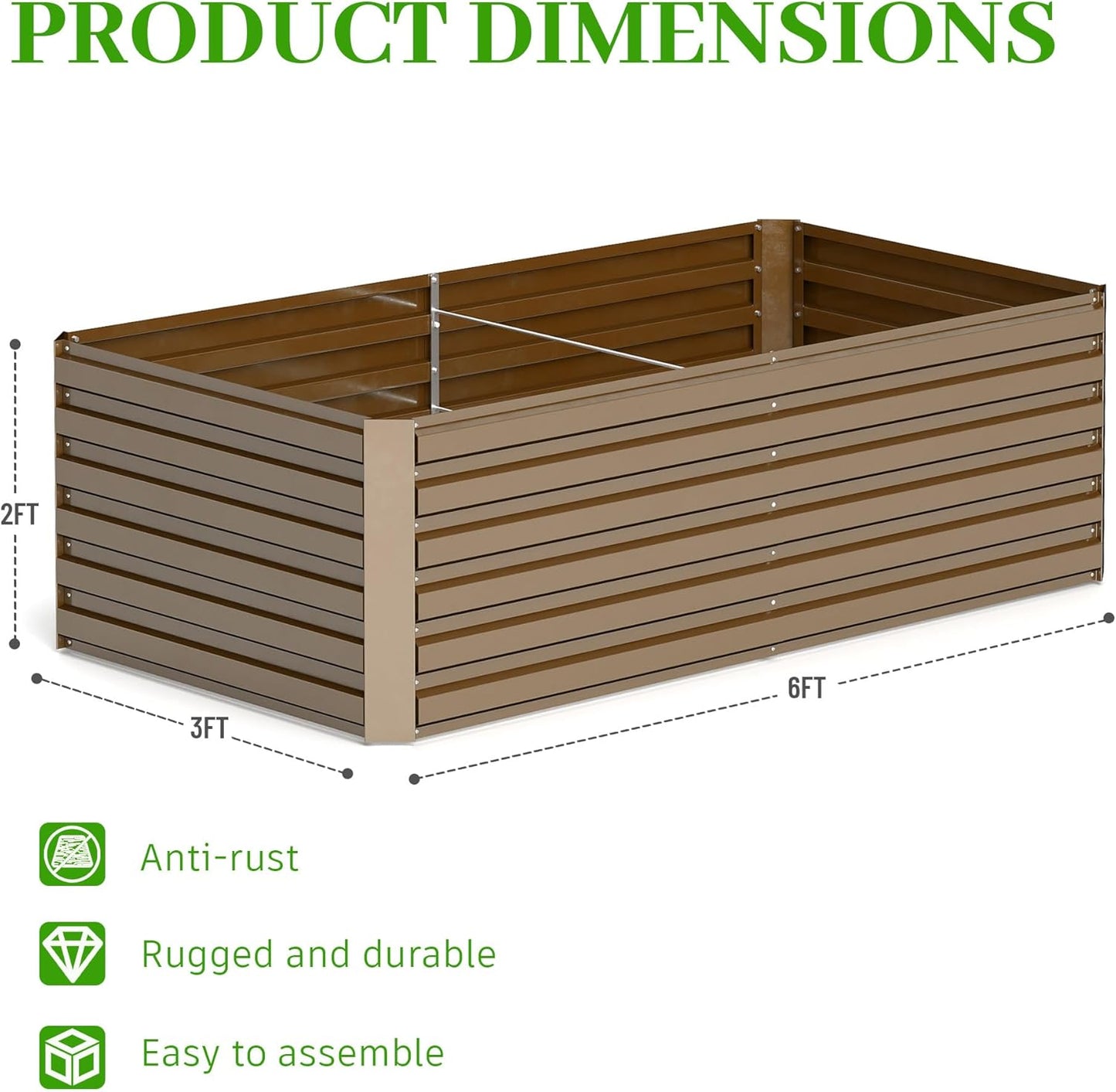 6x3x2 ft Raised Garden Bed, Large Metal Planter Raised Beds, Planters for Outdoor Plants for Vegetables, Flowers, Herbs, Fruits, and Succulents.(4 Pcs)