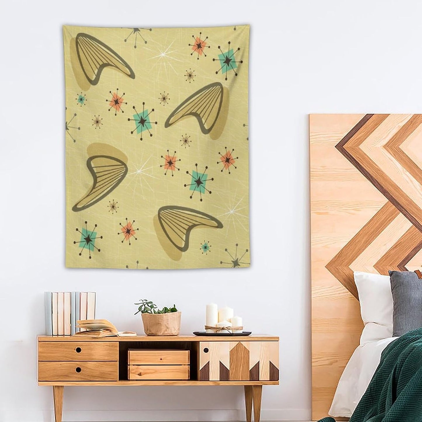 ICMOLYYENLO Boho Medieval Cat Tapestry, Abstract Atomic Starburst Geometric Aesthetic Art Wall Hanging For Bedroom Living Room Dormitory 30x40 Inches