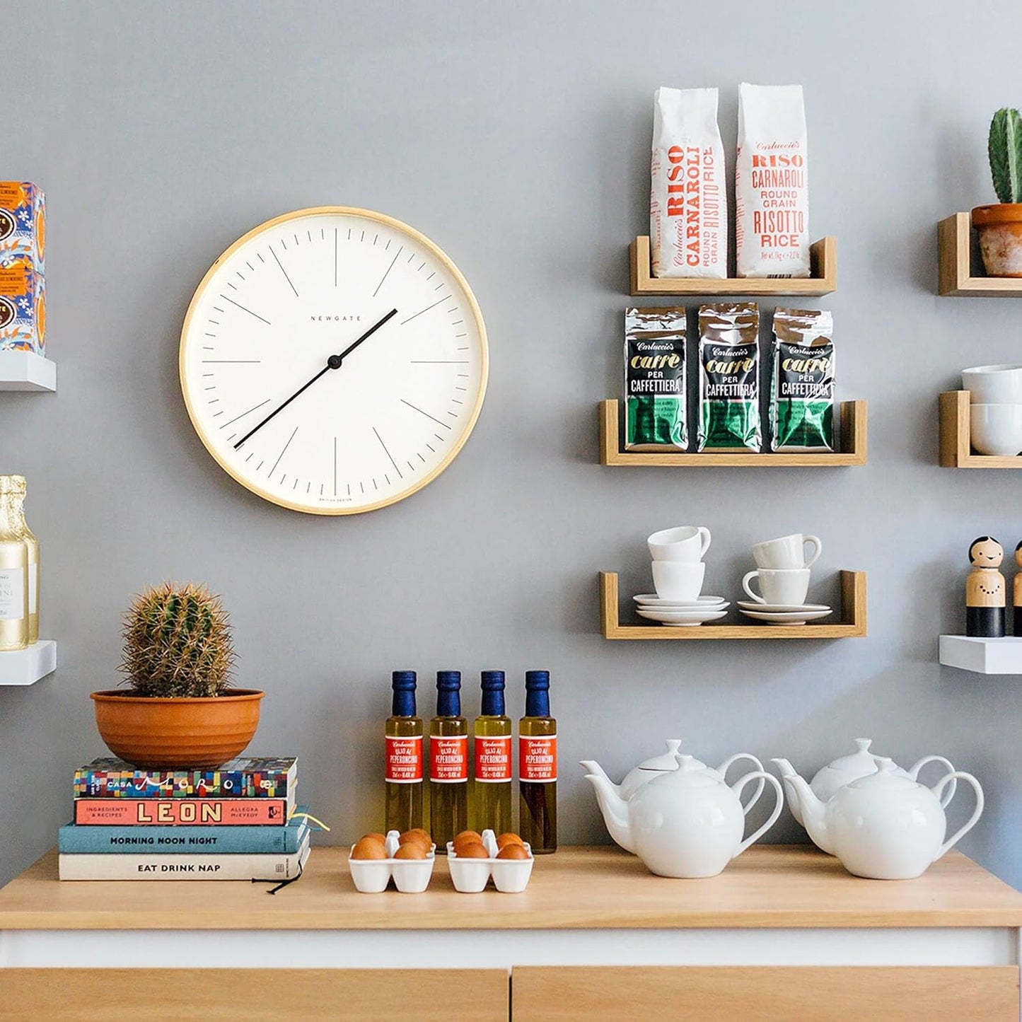 NEWGATE® Mr Clarke Wall Clock | Large Scandi Inspired Plywood Clock | 16 inch | Pale Wood case with Marker dial | Modern Minimalist Design for Kitchen, Living Room or Office