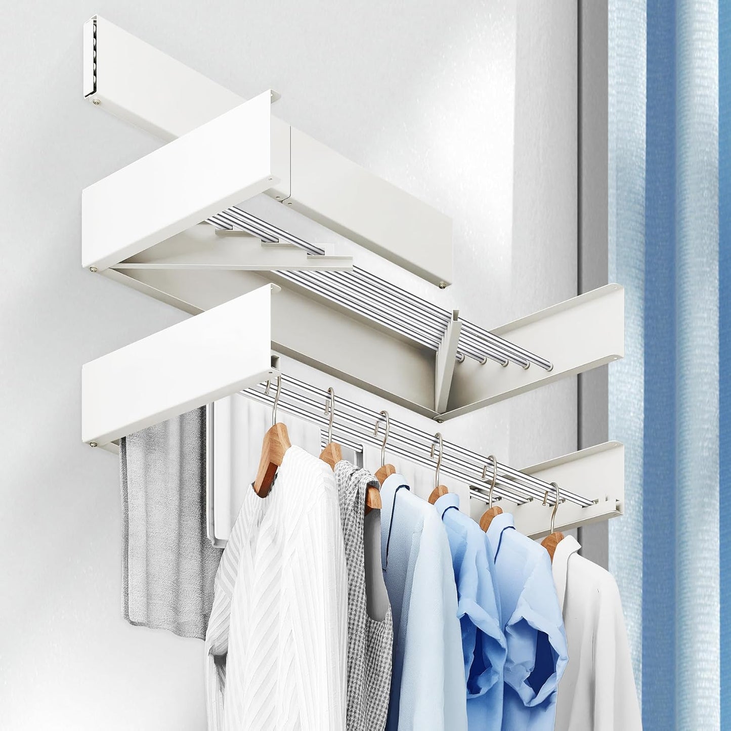Drying Rack Clothing,Clothes Drying Rack Wall Mounted,Collapsible Hanging Racks for Laundry,Laundry Drying Rack,Wall Mounted Clothes Rack(31.5"-White) (White, 31.5 Inch)