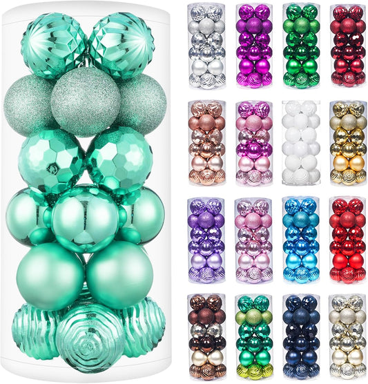 Christmas Ball (2.36", Mint Green) 24ct Christmas Ball Ornaments Shatterproof Xmas Tree Hanging Balls Decorations Perfect for Holiday Wedding Christmas Decor