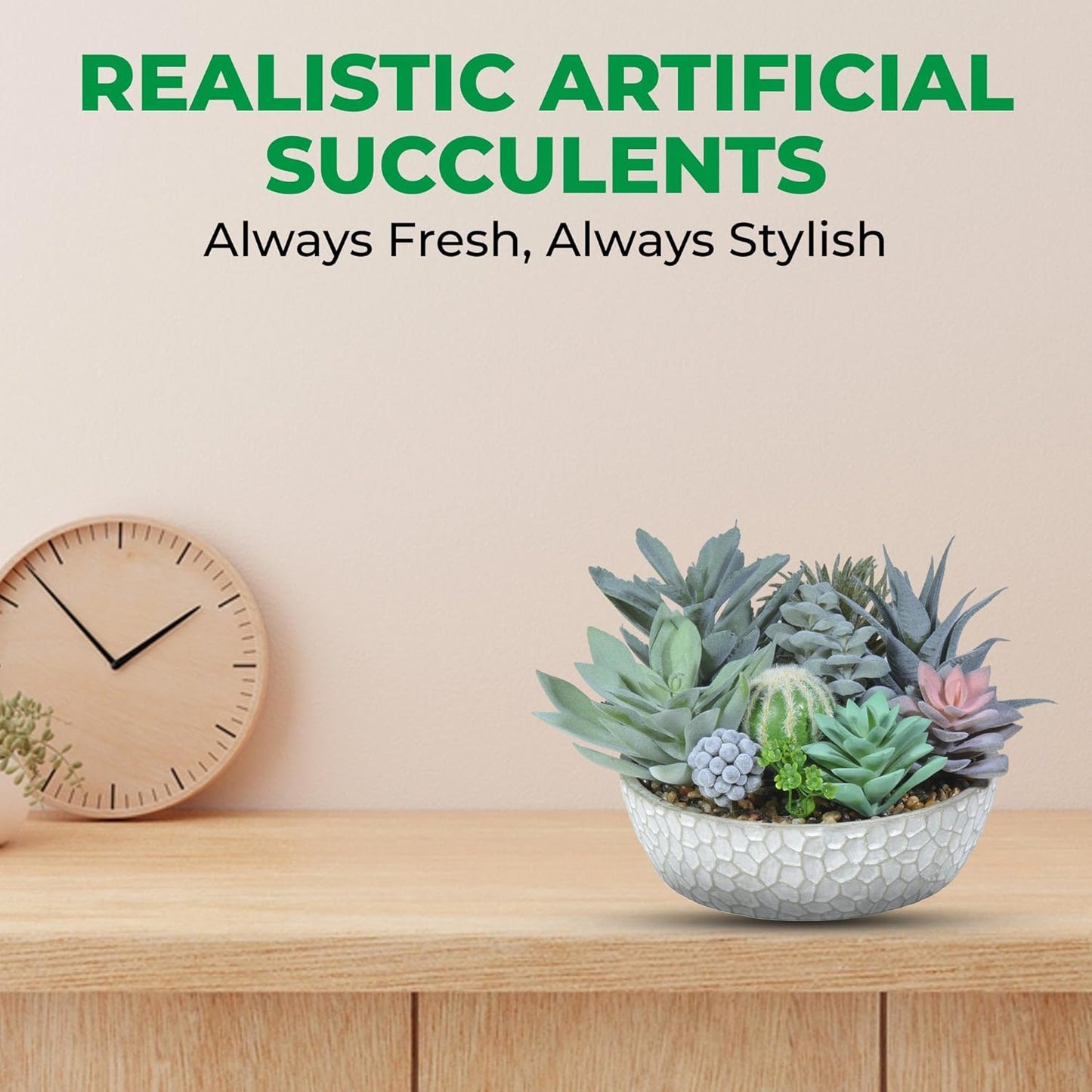 Premium Assorted Artificial Succulent Collection - Large Real Touch Artificial Cactus, Aloe Vera & Succulent Plants Artificial with Pots for Home Office Indoor (Artificial Glass - Pot)