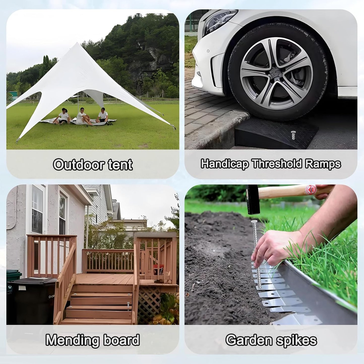 VVOKGO 16 Inch Rebar Stakes Metal Asphalt Anchoring Spikes Ground (24pcs), 1/2 Inch Diameter Galvanized Landscape Anchors Heavy Duty for Speed Bump, Handicap Threshold Ramps, Parking Limits Curb, Tarp