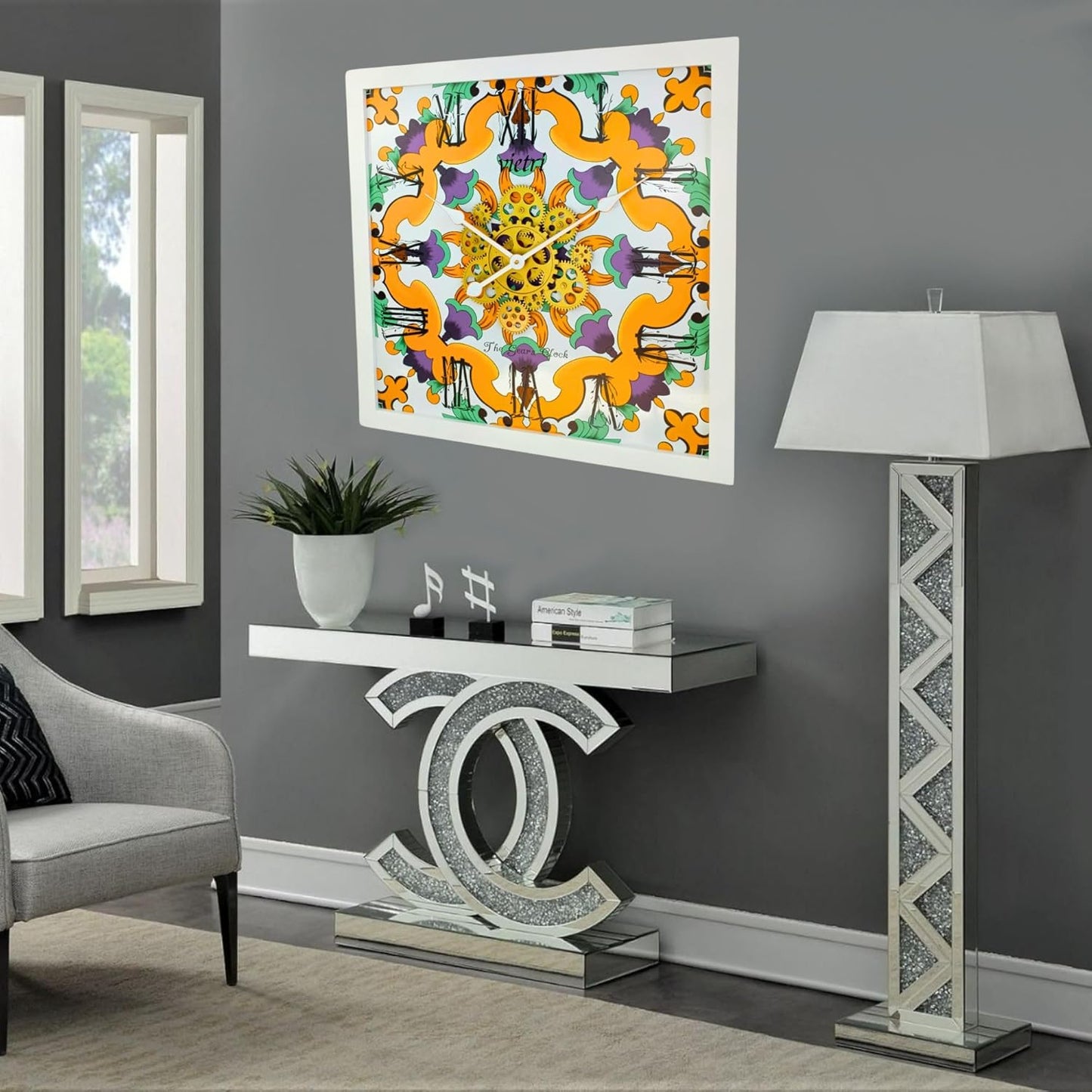 The Gears Clock Wall Clock Italy Collection with Moving Gears (Vietri, 24 inches (60 cm))