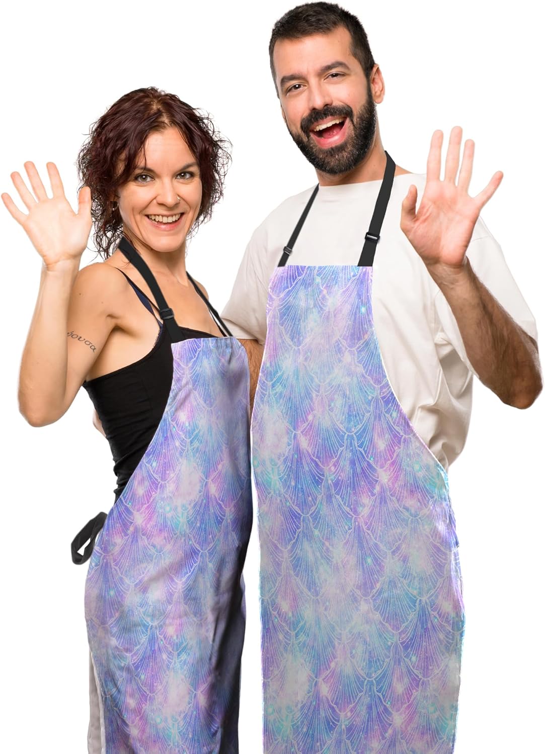 Garden Apron for Men Mermaid Galaxy Vintage Aprons for Women for Kitchen Cooking Restaurant BBQ Painting Crafting Gardening 27” (W) x 31” (H), Waterproof Aprons