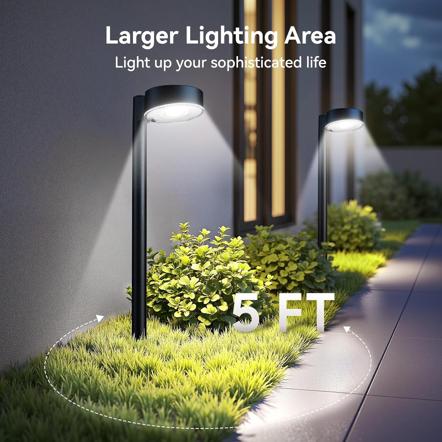 6 Pack Solar Pathway Lights Outdoor, 12 Brighter LED Solar Lights Outdoor Waterproof, Up to 12 Hrs Modern Path Light for Yard Garden Walkway Driveway Lawn, Cool White