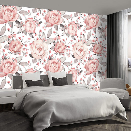 Pink Floral Wall murals Peel and Stick Flowers Wallpaper for Bedroom Living Room - 58"x86"