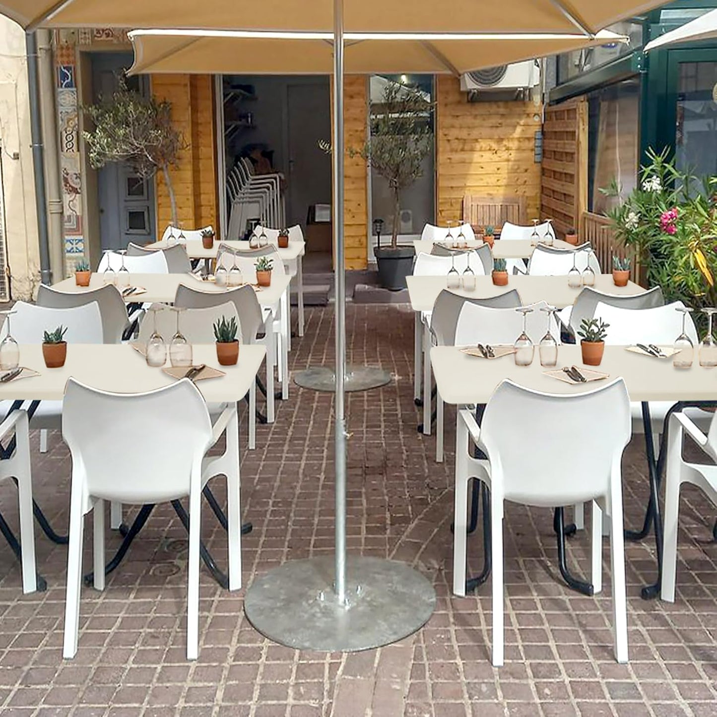 Fitted Tablecloth for 8 Foot Rectangle Tables-4 Pack Cream Elastic Outdoor Picnic Table Cover-Spandex Stretch Folding Table Cloths 8ft for Camping Dining Room Patio Kitchen Banquet Party