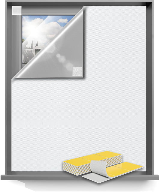 Sumobaby Blackout Curtains for Bedroom 50"x57" Portable No Drill Blinds for Windows with Heat-Resistant Magic Tapes,100% Black Out Window Cover Easy to Cut Fit for Home Cinema,Dorm Room,Nursery(White)