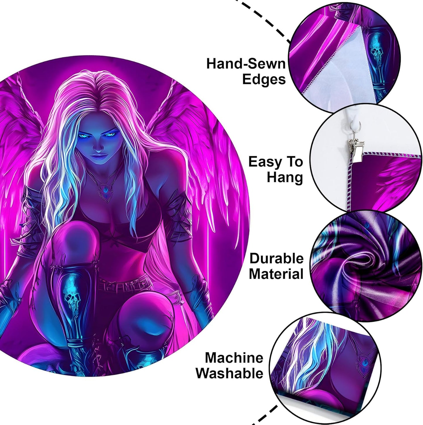 Blacklight Tapestry,WingTapestry Glow In The Dark,UV Reactive Black Light Upright Posters Wall Hanging for Bedroom Dorm Living Room Backdrop Decor (wing8, 90L" x 70W")