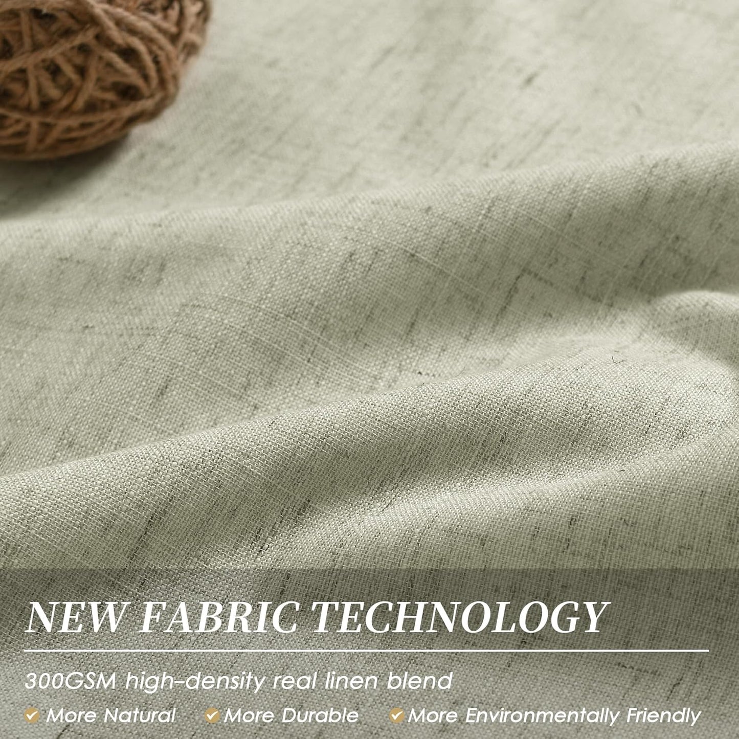 BOODII Sage Green 102 Inch Long Curtains Blackout for Bedroom Thermal Insulated Back Tab 100% Block Out Nursery Curtains 2 Panels Set Modern Aesthetic Linen Curtain Light Heat Blocking Room Darkening