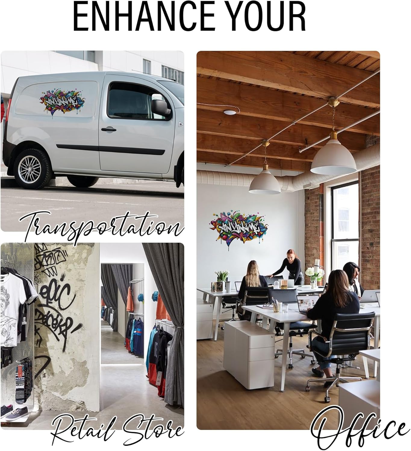 Personalized Name Graffiti Wall Decal Custom Name Graffiti Street Art Brick Room Decor Teen Wall Decals and Stickers for Nursery, Room Walls Decor, Peel & Stick Name Decals for Walls