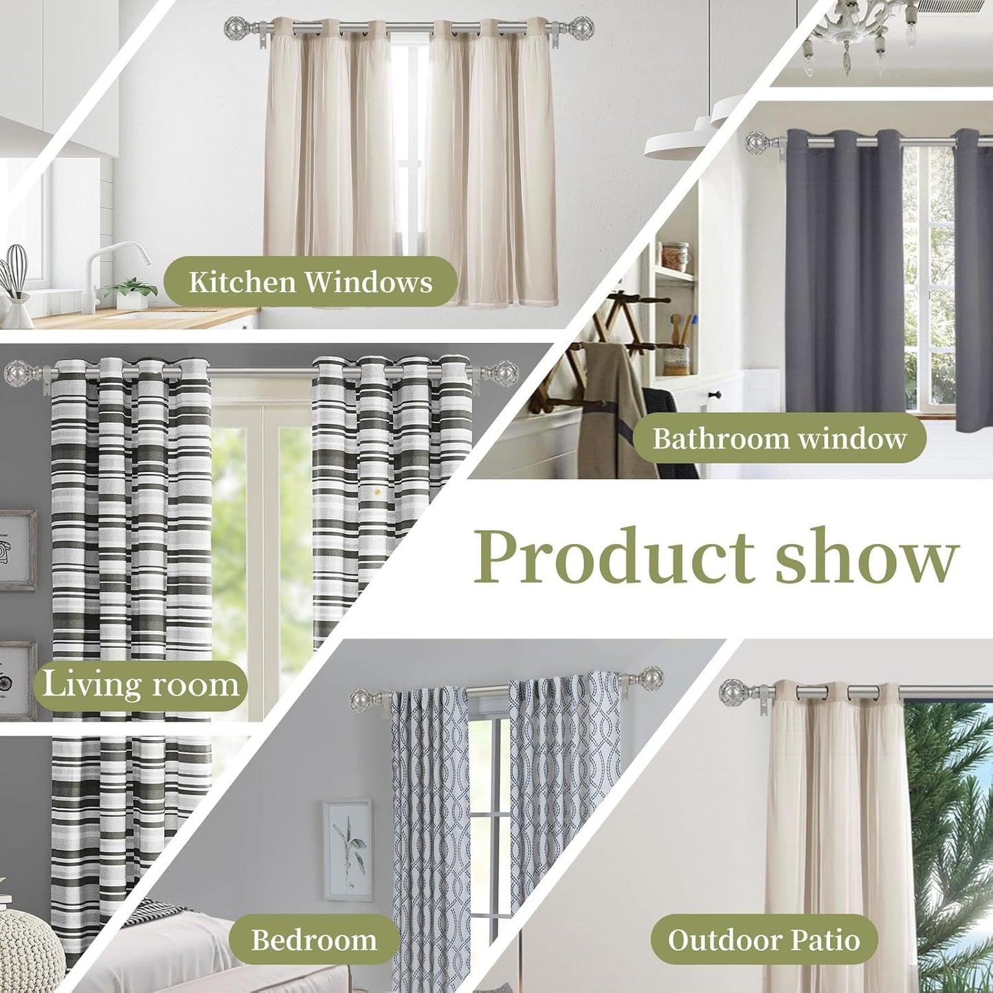 Silver Adjustable Curtain Rods for Windows:18-45 Inch Farmhouse Heavy Duty Curtain Rod for Bedroom Living Room,Boho Decorative Rustic Drapery Rods with Vintage Coastal Finial,Antique Silver