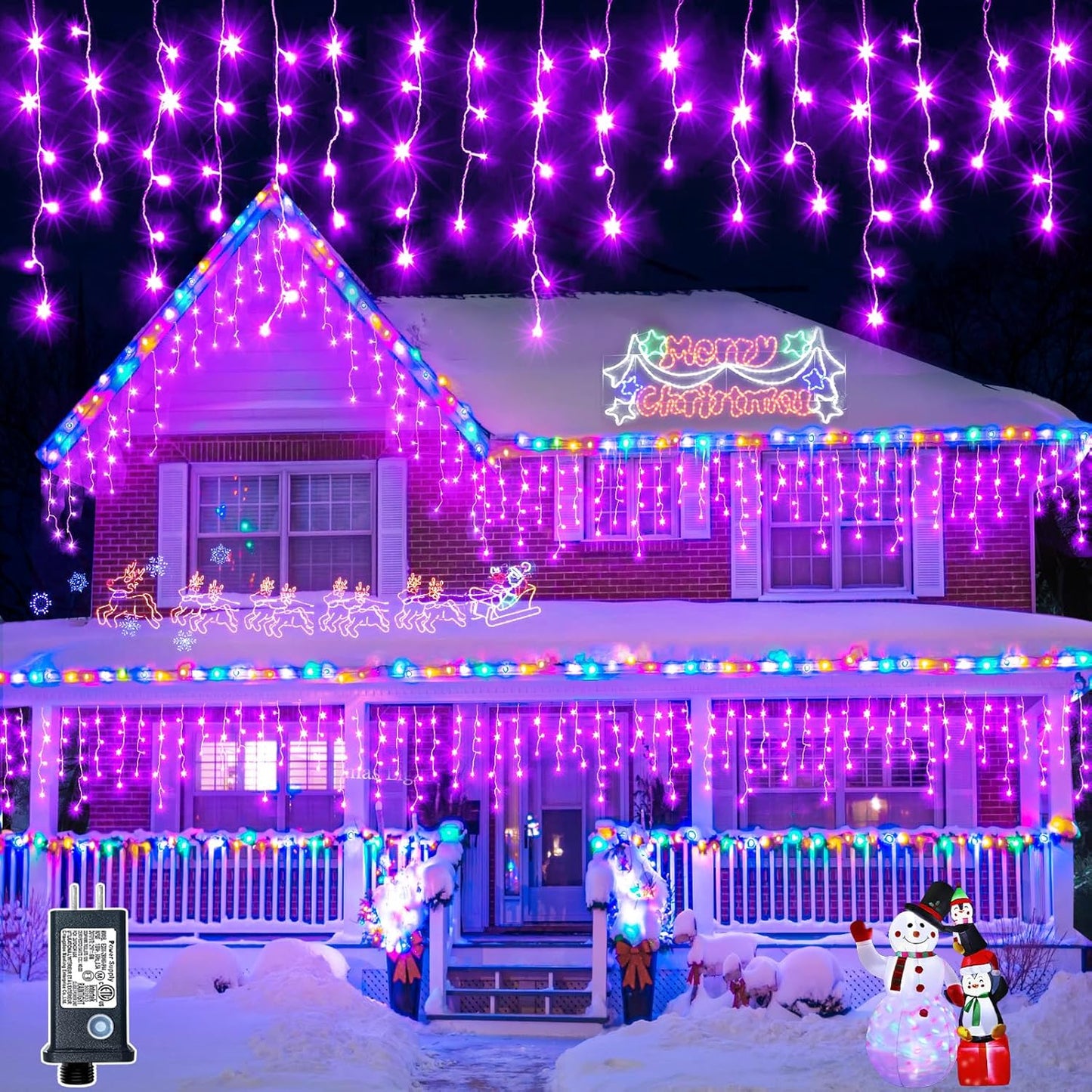 640 LED Halloween Lights Outdoor - 66ft Icicle Lights for Outside 8 Modes with 120 Drops, Waterproof Christmas Icicle Light Plug in for Indoor Outside Party Holiday Christmas Halloween Decorations